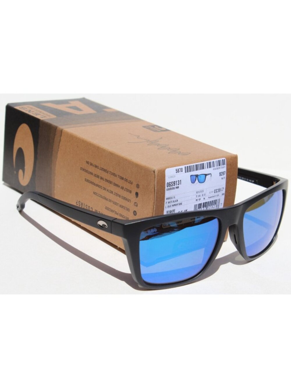 COSTA DEL MAR Mainsail XL 580G POLARIZED Sunglasses Matte Black/Blue Mirror NEW
